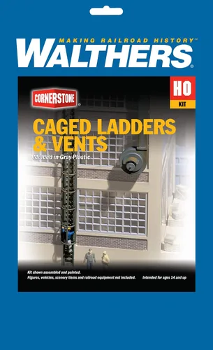 Vista 2 de Walthers, Inc. Kit de escaleras y rejillas de ventilación enjauladas