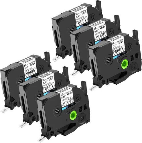 Vista 14 de NineLeaf Paquete de 6 cintas de etiquetas compatibles con Brother TZ TZe TZe-531 TZe531 TZ-531 TZ531 0.472 in 1/2 pulgadas, negro sobre azul