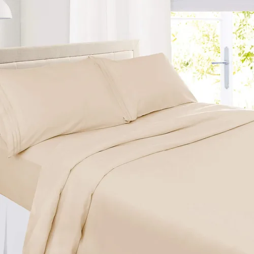Vista 2 de Juego de sábanas tamaño individual – Juego de 4 piezas de sábanas de microfibra suave con bolsillo profundo – Sábanas y fundas de almohada Beige