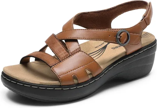 Vista 12 de DREAM PAIRS Sandalias de cuña cómodas con soporte de arco para mujer, puntera abierta, zapatos para caminar de verano