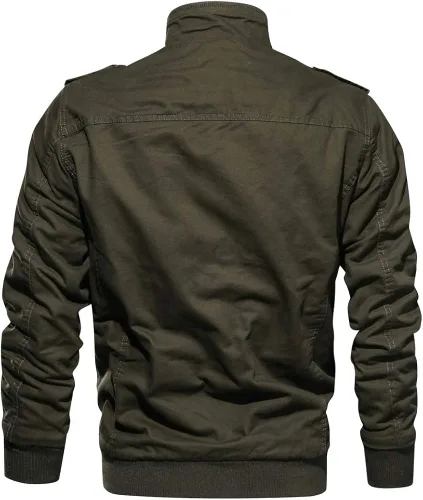 Vista 3 de CRYSULLY - Chaqueta de invierno de forro polar para hombre, estilo informal, con varios bolsillos, abrigo de campo