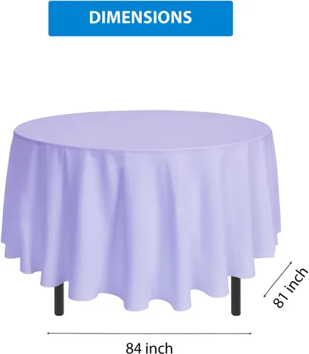 Vista 7 de EDI Manteles redondos desechables – Paquete de 12, varios colores, plástico, resistente a derrames y manchas, 81 x 84 pulgadas