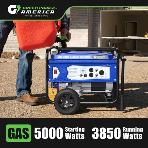 Vista 6 de Green-Power America Generador de gasolina GPD5000W, Verde/Negro
