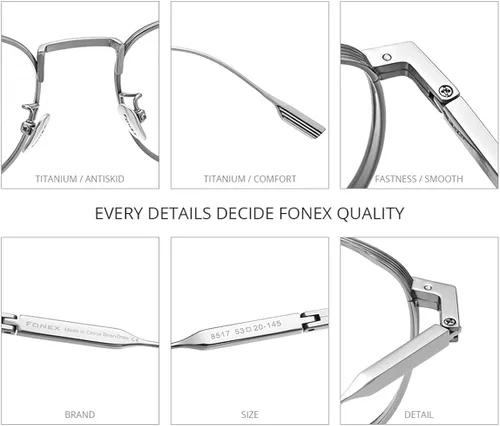 Vista 3 de FONEX Marco de lentes de titanio, marco óptico de miopía para hombres y mujeres 8517