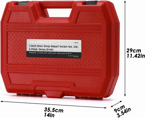 Vista 8 de MIXPOWER 9 piezas 1" de impulsión juego de llaves de impacto profundo, 6 puntas, 1" - 2", CR-MO, SAE, profundo, 1" Dr. juego de llaves de impacto