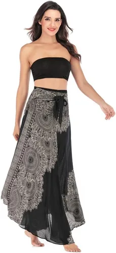 Vista 4 de Faldas largas para mujer, falda bohemia estilo hippie con estampado floral, estilo gitano