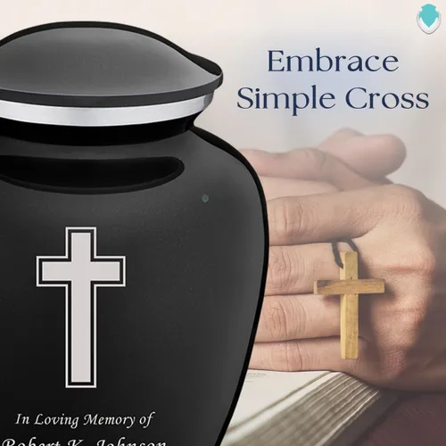 Vista 4 de Geturns Embrace - Urnas de cremación cruzadas personalizadas para adultos para cenizas humanas, urna funeraria grande negra para mujeres y hombres
