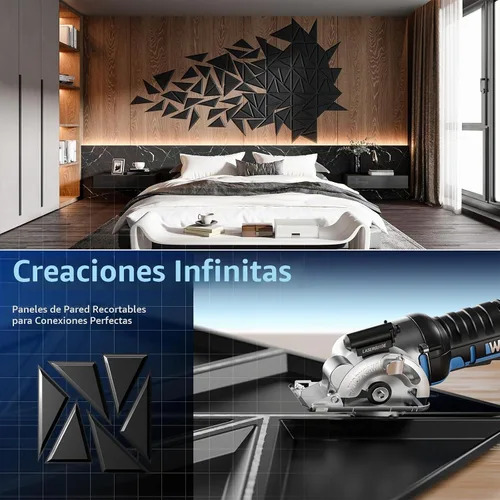 Vista 3 de ROOME Paneles decorativos 3D de 12 x 12 pulgadas, cortables y aptos para bricolaje, panel de pared de PVC resistente al fuego, modernos paneles
