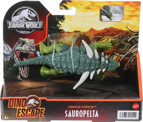 Vista 6 de Mattel Jurassic World - Figura de acción de dinosaurio de fuerza feroz, juguete de dinosaurio Sauropelta con articulaciones móviles, escultura