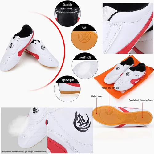 Vista 4 de Taekwondo - Zapatos deportivos de artes marciales, boxeo, karate, kung, fu tai chi, zapatos de rayas negras, zapatos ligeros