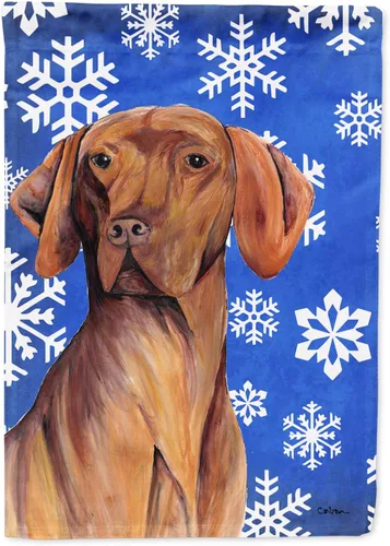 Vista 302 de Caroline's Treasures SC9374GF Bulldog English Snow flakes Holiday Garden Flag Buzón Bandera decorativa para patio exterior, patio, obras de arte