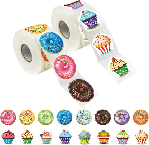 Vista 8 de 600 piezas de pegatinas de decoración de fiesta de cupcakes para maestros, recompensas, estímulo y motivación, paquete mega de 16 diseños con línea