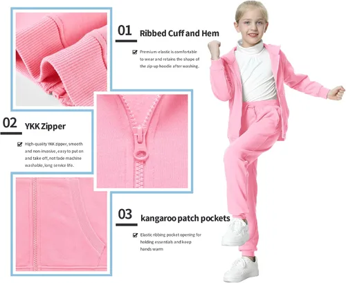Vista 3 de UNACOO Sudadera con capucha y cremallera para niñas y niños pequeños con capucha y cremallera (edad 3-12 años), Multi