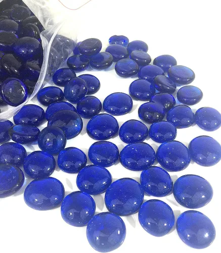 Vista 4 de Relleno de jarrón de vidrio plano con canicas de 30 libras, 2700 unidades (azul rey)