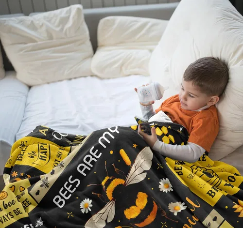 Vista 8 de Punofell Regalos únicos de abeja para mujeres/hombres/niños, manta temática de abeja bonita de 50 x 60 pulgadas, decoración de abeja, accesorios