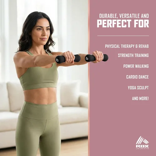 Vista 6 de RBX Pesas de mano de 4 libras (2 libras cada una), pesas de mano de neopreno para entrenamientos en casa, entrenamiento cardiovascular y de fuerza