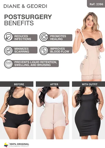 Vista 5 de DIANE & GEORDI 2396 Fajas Colombianas Pospartum Tummy Control Body Shapers Shapewear for Women Girdle