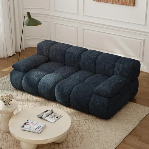 Vista 19 de Settab Sofá modular de nube modular de 118.5 pulgadas con otomana móvil, sofá de pana moderno de 4 asientos, asiento profundo, sofá sin hueso