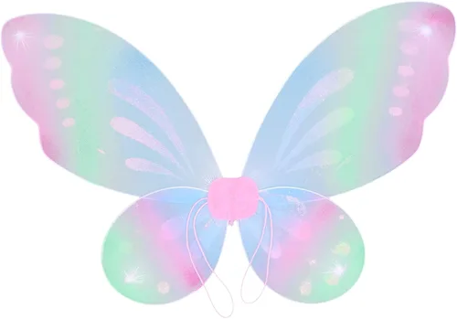 Vista 4 de dPois Disfraces y disfraces de alas de hada de mariposa para niñas