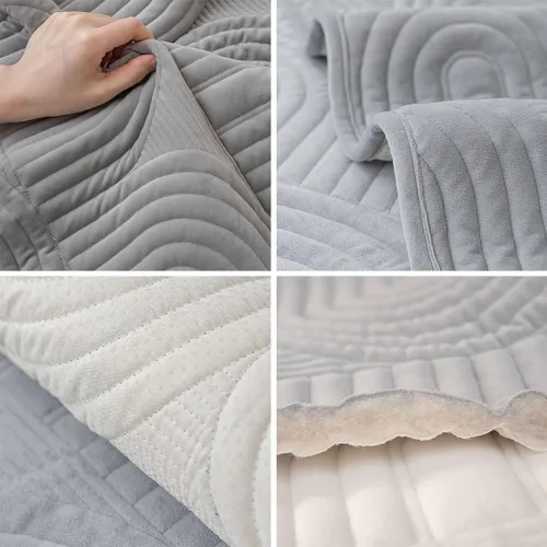 Vista 7 de Funda de sofá geométrica de granja para sofá, funda de terciopelo suave acolchada para sofá seccional, funda de sofá antideslizante para sofá, Gris