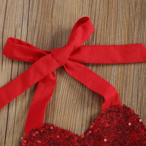 Vista 4 de Conjunto de ropa de 2 piezas para bebé recién nacida, para el día de San Valentín, manga con vuelo, estampado de corazón, tutú