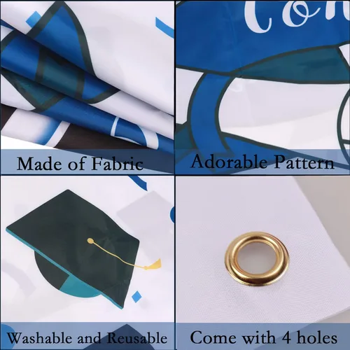 Vista 3 de Decoraciones de fiesta de graduación de felicitaciones 2026 – Cartel de fondo grande colgante de la clase de 2026, decoración de letrero de Gard Azul