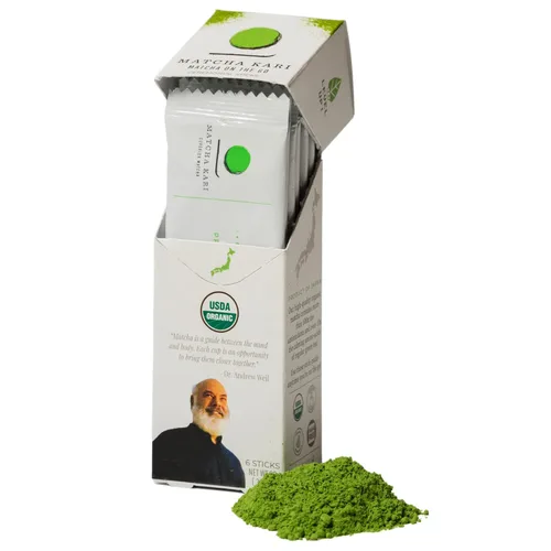 Vista 2 de Matcha Kari Palitos + paquete ceremonial de 0.71 oz - Paquete de 6 unidades individuales y 0.71 onzas de polvo orgánico de grado ceremonial