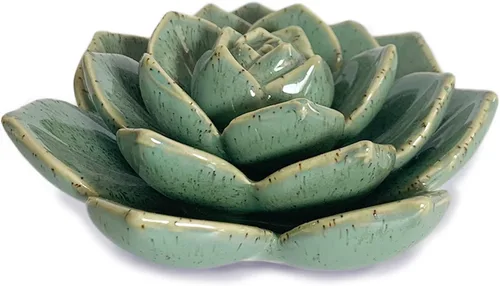 Vista 11 de Mesa de cerámica suculenta flores con base estable, mesa decorativa 3D hecha a mano (azul)