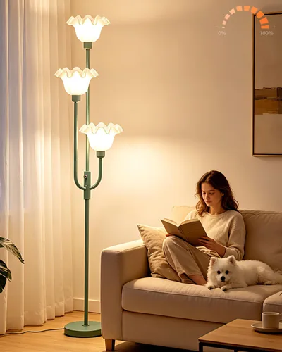 Vista 15 de Lightdot Lámpara de pie rosa regulable de 60 pulgadas, lámparas de pie de mediados de siglo con 3 bombillas G9 de 3000 K de color blanco cálido