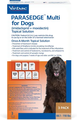 Vista 9 de PARASEDGE™ Multi 9 para perros (imidacloprid + moxidectina) Solución tópica 3-9 libras, paquete de 3
