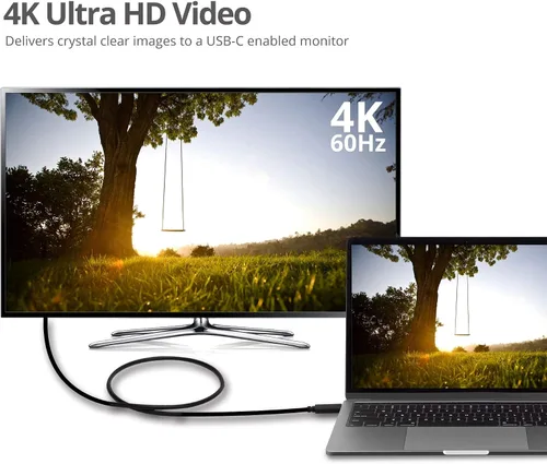 Vista 5 de SIIG Cable USB 3.1 tipo C Gen 2 4K60Hz 100W PD 10Gbps USB-IF certificado Thunderbolt 3 puerto compatible con MacBook Pro y otros dispositivos tipo