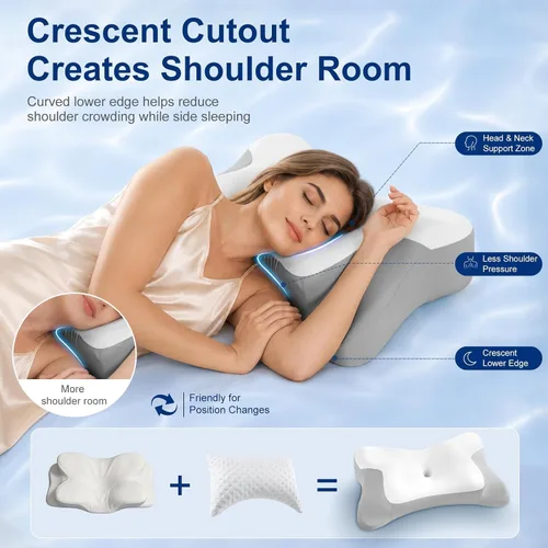 Vista 5 de jiaao Almohada curvada para dormir lateral, soporte de cuello de espuma