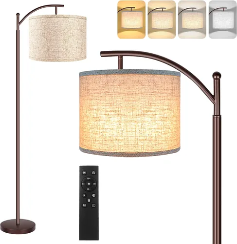 Vista 18 de Rottogoon - Lámpara de pie para sala de estar, lámpara de pie LED con 2 pantallas para dormitorio, incluye bombilla LED de 9 W - Negro Sombra