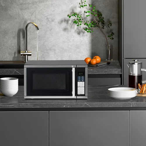 Vista 7 de Hornos microondas para encimera de 0.7 pies cúbicos, horno microondas de 700 vatios con iluminación LED, plato giratorio y bloqueo para niños