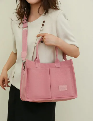 Vista 2 de Obosoyo Bolso de lona para mujer, bolso de mano grande de lona para el trabajo, bolso cruzado casual para viajes diarios