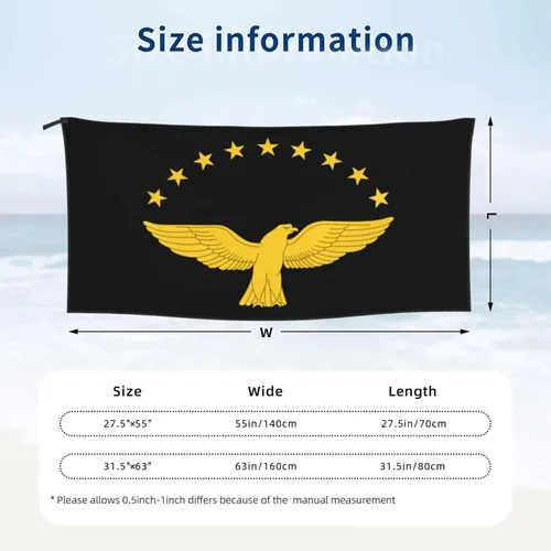 Vista 7 de Azores Flag - Toalla de playa vintage de microfibra, de gran tamaño, secado rápido (31.5 x 63 pulgadas), a prueba de arena, absorbentes, compactas