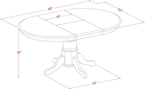 Vista 9 de East West Furniture AVGR5-LWH-W - Juego de comedor de 5 piezas para 4 personas, incluye una mesa de comedor ovalada con hojas de mariposa y 4 sillas
