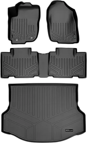 Vista 21 de SMARTLINER Juego de alfombrillas de piso personalizadas de primera fila para Toyota RAV4 2013-2018 Negro