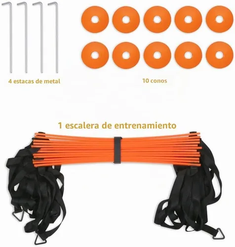 Vista 8 de YISSVIC Agility Ladder and Cones 20 Feet 12 Adjustable Rungs Naranja