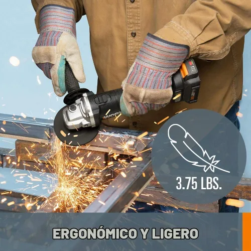 Vista 5 de WORX Herramienta de amoladora angular inalámbrica de 4.5 "sin escobillas