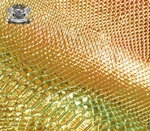 Vista 3 de Fabric Empire Tapicería de vinilo en relieve de serpiente holograma brillante holograma tela material cobre 54 pulgadas de ancho vendido por The Yard