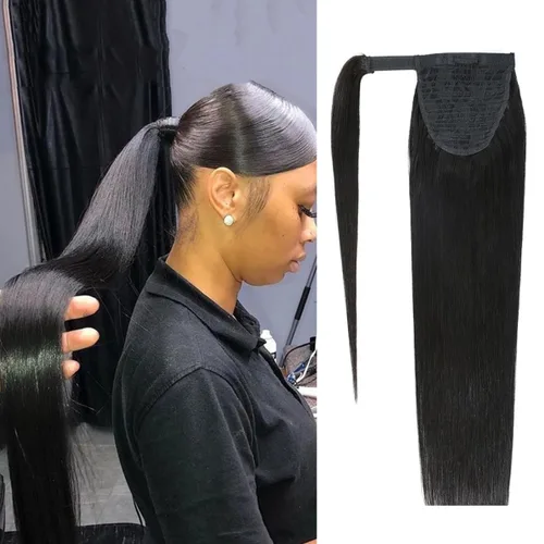 Vista 20 de Extensiones de cabello rizado para cola de caballo, cabello rizado para cola de caballo, extensión de cabello humano virgen brasileño