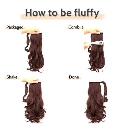 Vista 7 de Auburn - Extensiones de cabello con clip de cola de caballo, extensiones de cola de caballo de 16 pulgadas, rizadas, onduladas, sintéticas