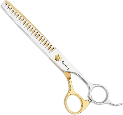 Vista 10 de Tijeras de aseo para perros y gatos, tijeras para mascotas para abrigos gruesos y cabello enmarañado, tijeras de acero inoxidable curvadas más