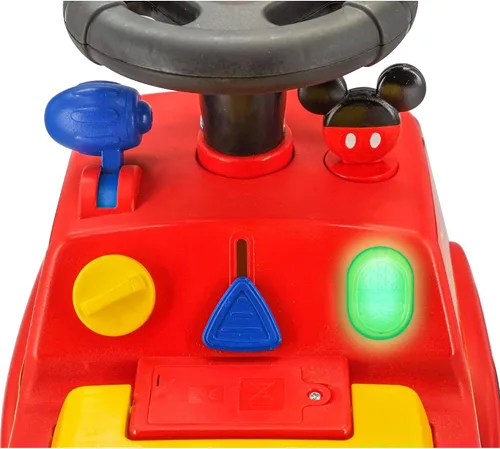 Vista 3 de Kiddieland Mickey - Camión de bomberos con luces y sonidos, vehículo infantil de pie a piso, tablero interactivo, 12-36 meses, límite de 55 libras