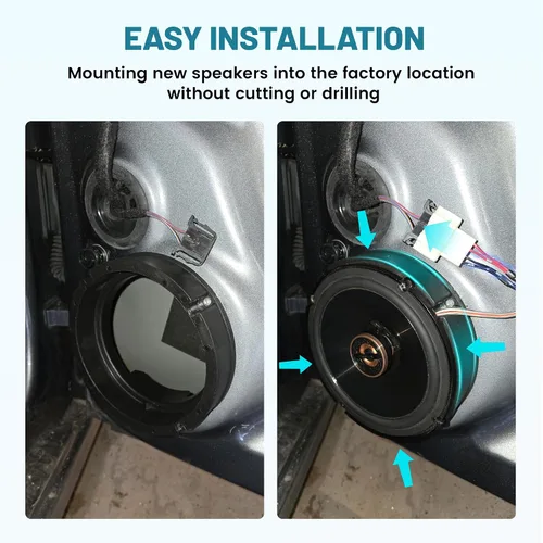 Vista 6 de NuIth Soporte de adaptador de altavoz de puerta 6.5 con conector de arnés de cableado de altavoz para VW Volkswagen Passat 1998-2016, Golf