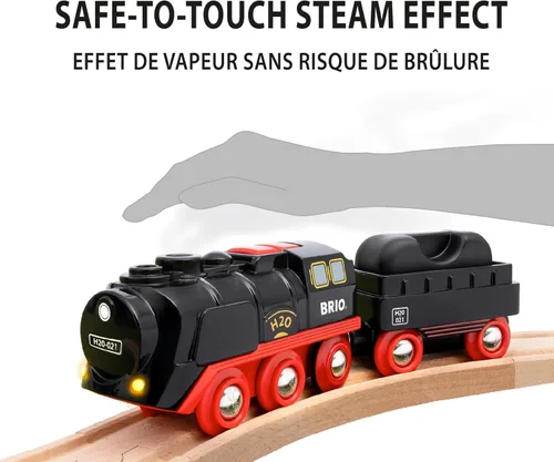 Vista 2 de BRIO World - Tren de Vapor Navideño - Tren Operado a Batería - Motor de Vapor Motorizado de 27 Piezas para Pista de Madera con Luces y Vapor Apto