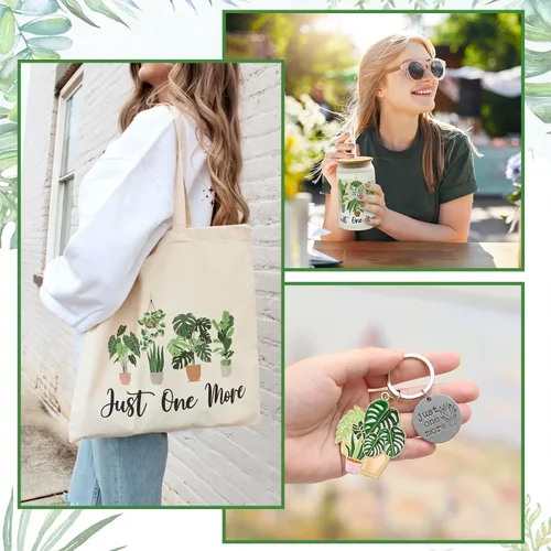 Vista 9 de Nefelibata Regalos para amantes de las plantas para mujeres, bolsa de mano Plant Lady de 16 onzas, taza de café helado Just One More con tapa