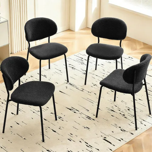 Vista 28 de Homedot Juego de 2 sillas de comedor tapizadas negras, modernas sillas de cocina de mediados de siglo tapizadas con cojín acolchado para comedor
