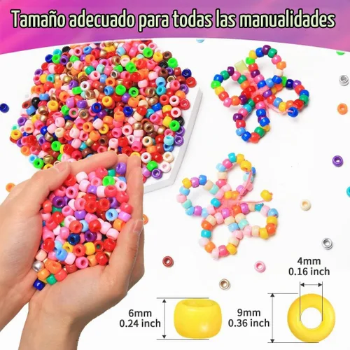 Vista 3 de Praisebank 4000 cuentas de poni negras, en forma de barril, plástico, cuentas sueltas, cuentas para manualidades, trenzas de pelo Negro